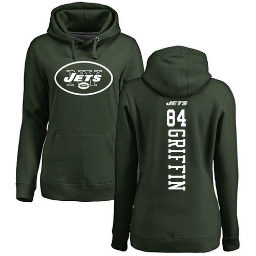 New York Jets Green Women Ryan Griffin Backer NFL Football #84 Pullover Hoodie Sweatshirts